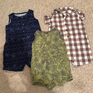 3 9 month old rompers with snaps